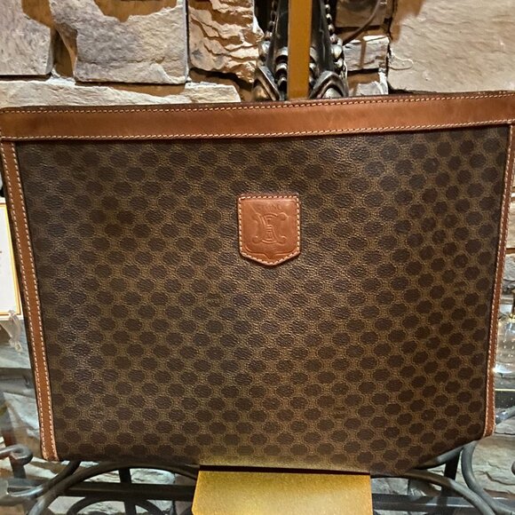Celine Macadam Large Brown Clutch Bag PVC Leather - Picture 1 of 7